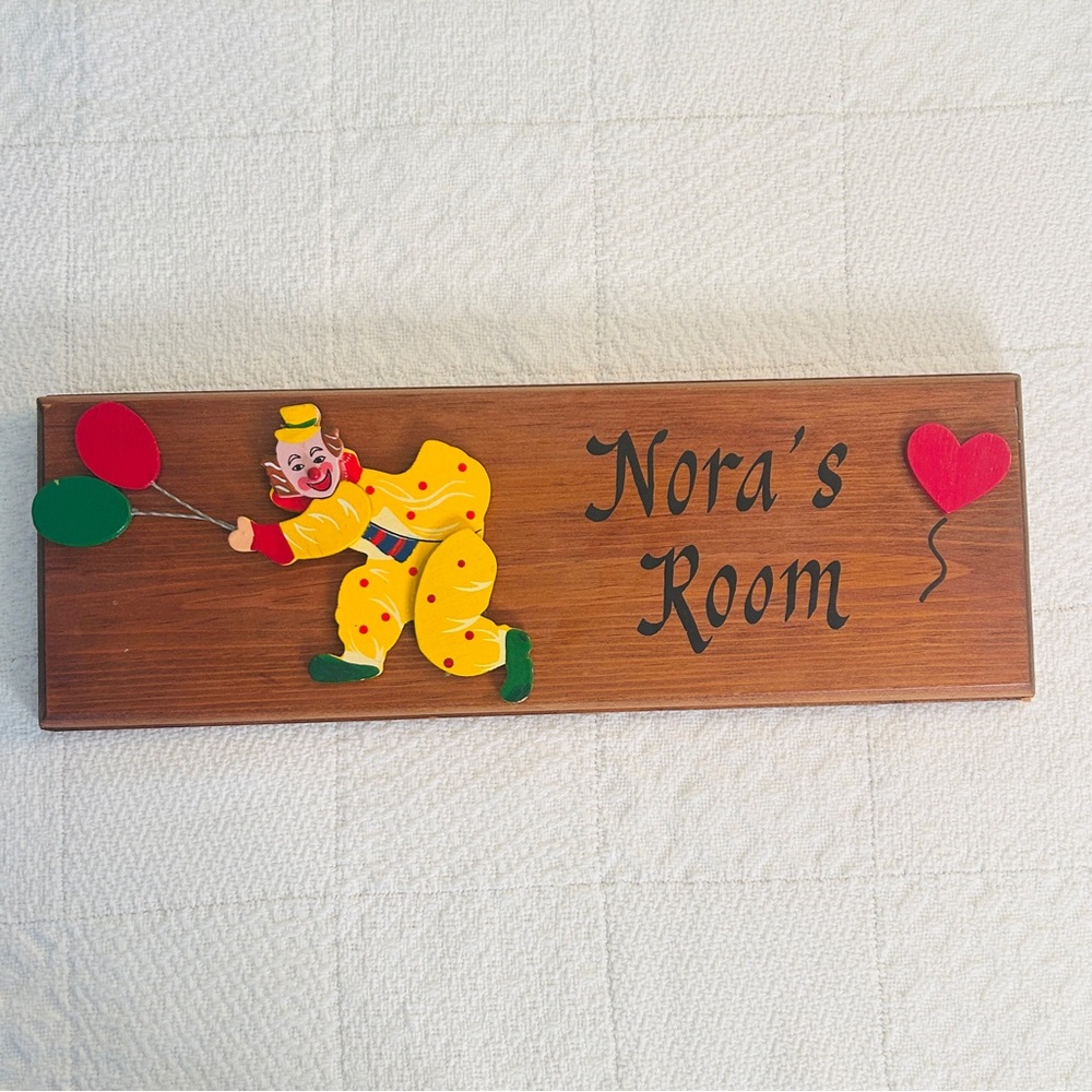 Vintage 1980s Hand-Painted Childrenβs Room Sign | Retro Nursery Wall Decor